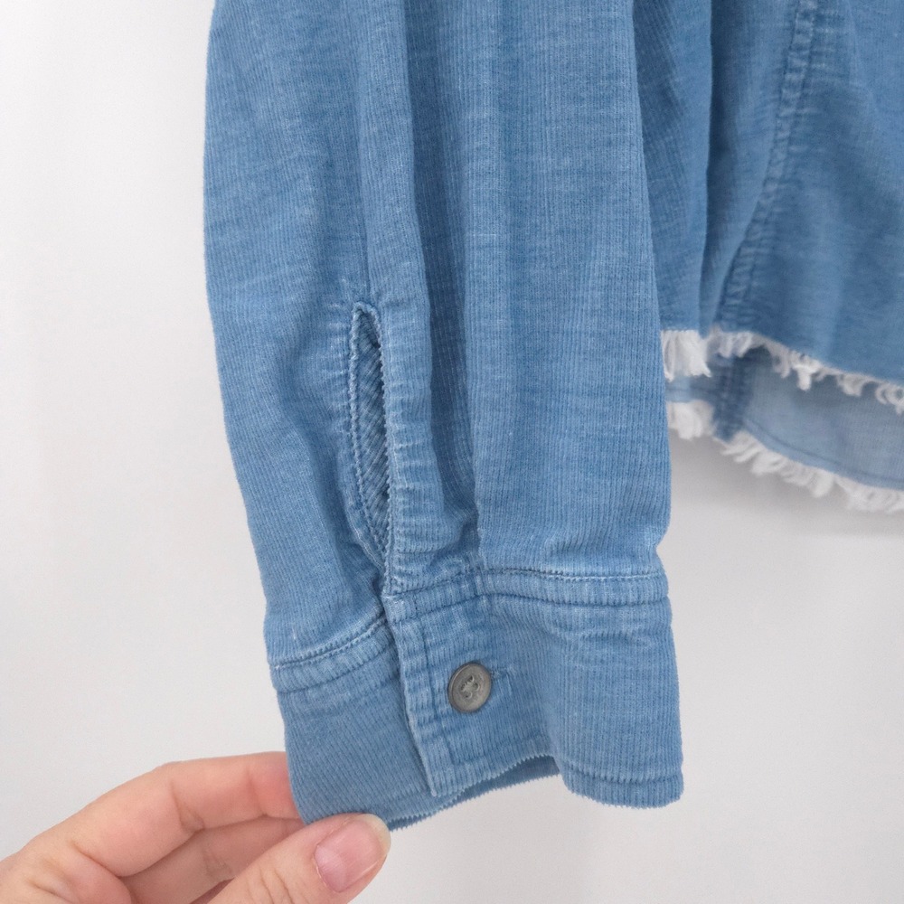 Anthropologie Cloth & Stone Corduroy Button Down Shirt Women Size S Blue Western - Picture 5 of 12